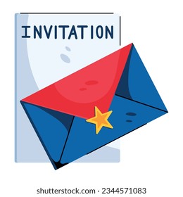 Flat icon of invitation letter 