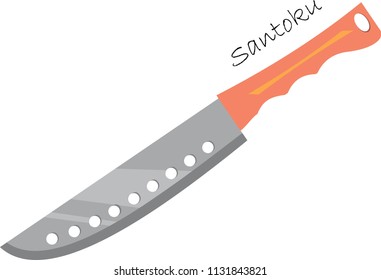 Flat icon ioslated, kitchen utensils, household, set of knifes, santoku