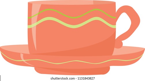 Flat icon ioslated, kitchen utensils, household - orange cup with sauser