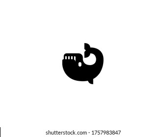 Whale vector flat icon. Isolated blue whale emoji illustration 