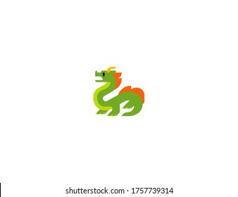 Dragon vector flat icon. Isolated dragon mythical animal emoji illustration 