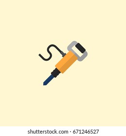 Flat Icon Jackhammer Element. Vector Illustration Of Flat Icon Pneumatic Isolated On Clean Background. Can Be Used As Pneumatic, Jackhammer And Equipment Symbols.
