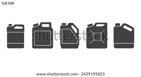 Flat icon of Jerry cans oil. Fuel tank icon. Gasoline , Black canister icon. Petrol signs. Car petrol symbol. Auto industry. Transportation Icon Vector illustration in transparent background.