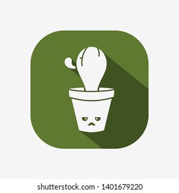 Flat icon. Kawaii House Plant With Calm Face. Cute lovely little plant