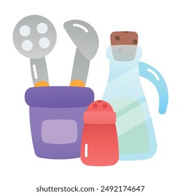 A flat icon of kitchen equipment