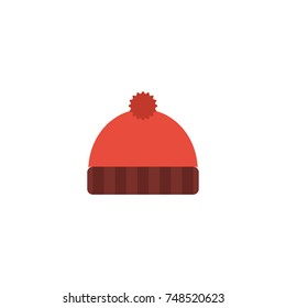 Flat Icon Knitted Hat Element. Vector Illustration Of Flat Icon Beanie Isolated On Clean Background.