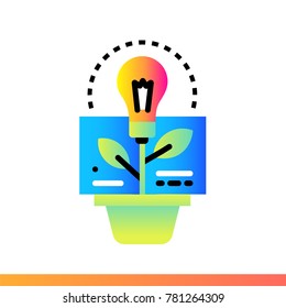 Flat icon Knowledge innovation. Online education, e-learning. Material design icon suitable for print, website and presentation