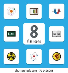 Flat Icon Knowledge Set Of Attractive Force, Theory Of Relativity, Orbit And Other Vector Objects. Also Includes Dangerous, Atom, Molecule Elements.