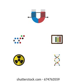 Flat Icon Knowledge Set Of Diagram, Genome, Attractive Force And Other Vector Objects. Also Includes Oxygen, Helix, Column Elements.