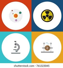 Flat Icon Knowledge Set Of Electrical Engine, Glass, Milky Way And Other Vector Objects. Also Includes Engine, Solar, Radiation Elements.