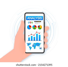 Flat icon with kpi for marketing design. Financial investment. Business data analysis