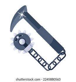 A flat icon of kusarigama tool
