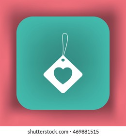 Flat icon. Label with heart.