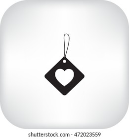 Flat icon. Label with heart.