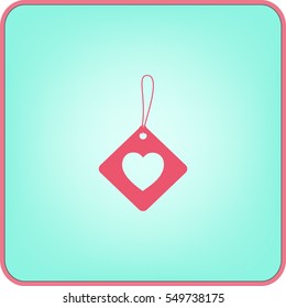 Icono plano. Etiqueta con el corazón.