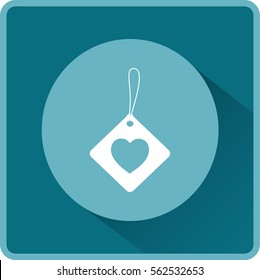 Flat icon. Label with heart.