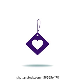 Flat icon. Label with heart.