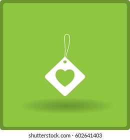 Flat icon. Label with heart.