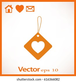 Flat icon. Label with heart.