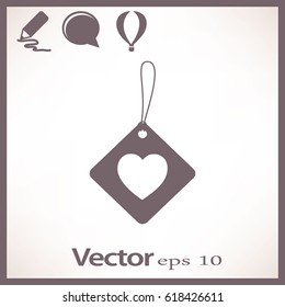 Flat icon. Label with heart.