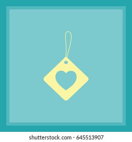 Flat icon. Label with heart.
