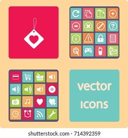 Flat icon. Label with heart.