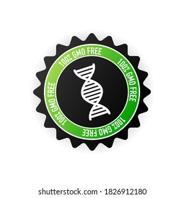Flat icon with lactose gluten gmo sugar free stamp. Organic signs. Vector illustration.