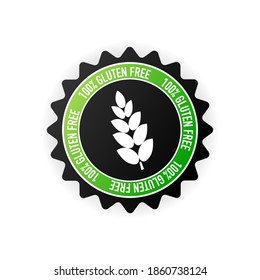 Flat icon with lactose gluten gmo sugar free stamp. Organic signs. Vector illustration.