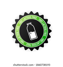 Flat icon with lactose gluten gmo sugar free stamp. Organic signs. Vector illustration.