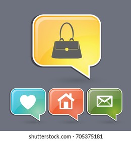 Flat icon. Lady's bag