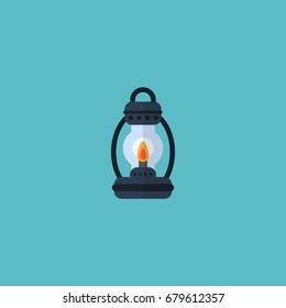 Flat Icon Lamp Element. Vector Illustration Of Flat Icon Kerosene Isolated On Clean Background. Can Be Used As Kerosene, Lamp And Lighter Symbols.
