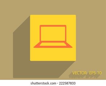 Flat icon of laptop