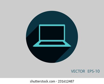 Flat icon of laptop
