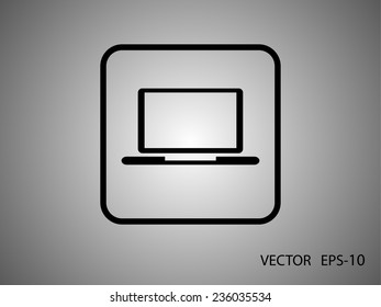 Flat icon of laptop