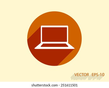 Flat icon of laptop