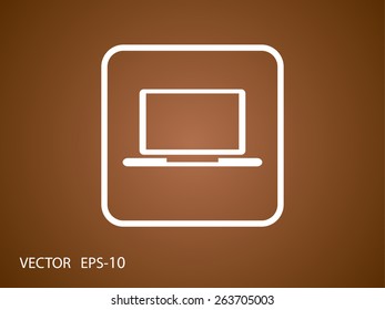 Flat icon of laptop