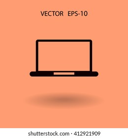 Flat icon of laptop