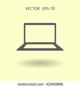 Flat icon of laptop