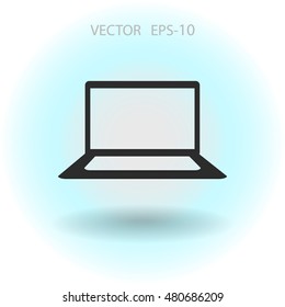 Flat icon of laptop