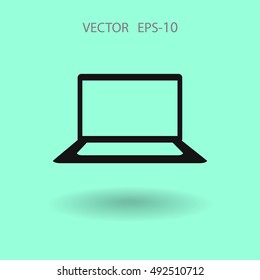 Flat icon of laptop
