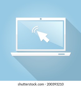 Flat icon laptop with long shadow