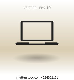 Flat icon of laptop. vector illustration