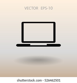 Flat icon of laptop. vector illustration