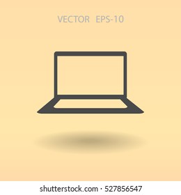 Flat icon of laptop. vector illustration