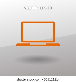 Flat icon of laptop. vector illustration