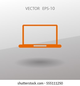 Flat icon of laptop. vector illustration