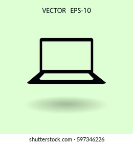 Flat icon of laptop. vector illustration