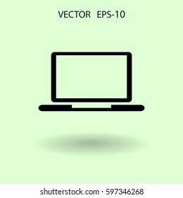 Flat icon of laptop. vector illustration