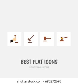 Flat Icon Lawyer Set Of Defense, Tribunal, Hammer And Other Vector Objects. Also Includes Defense, Law, Justice Elements.
