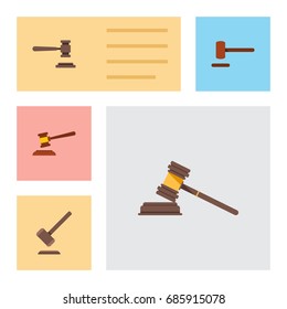 Flat Icon Lawyer Set Of Hammer, Legal, Tribunal And Other Vector Objects. Also Includes Law, Tribunal, Court Elements.